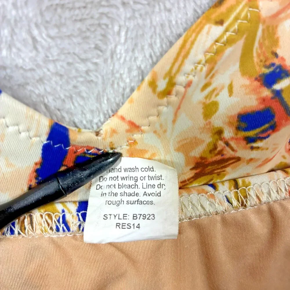 J Crew Swim One Piece S Plunge Ballet V Neck Rare Print Resort 2014 Made in USA